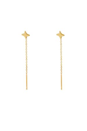 Stainless Steel Chain Earrings Diamond Gold h5 