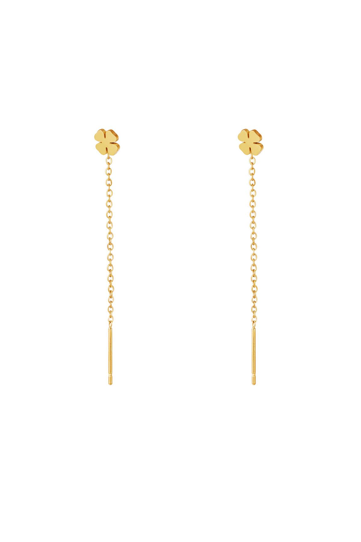 Stainless Steel Chain Earrings Clover Gold color