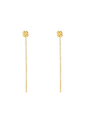 Stainless Steel Chain Earrings Clover Gold h5 