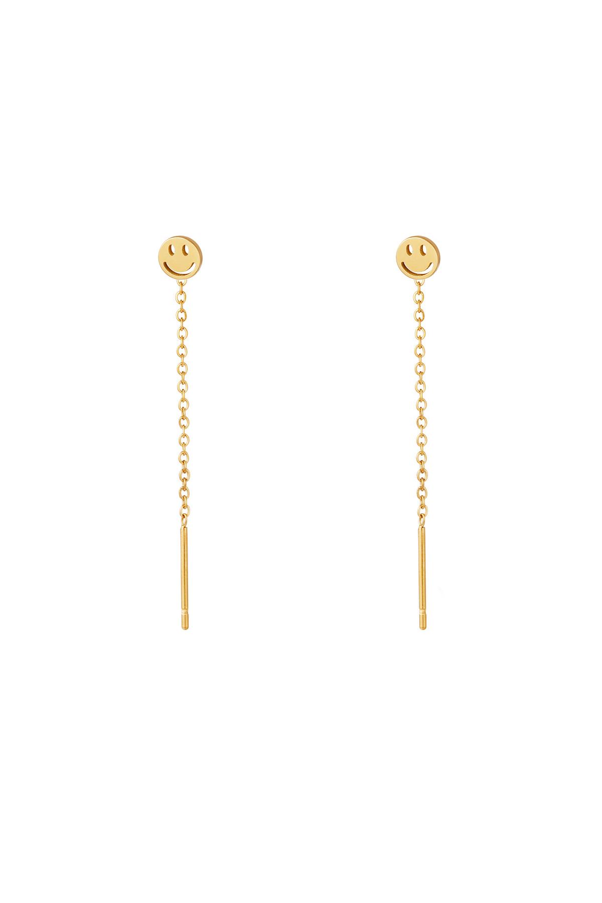 Pendientes de cadena de acero inoxidable Smiley Oro