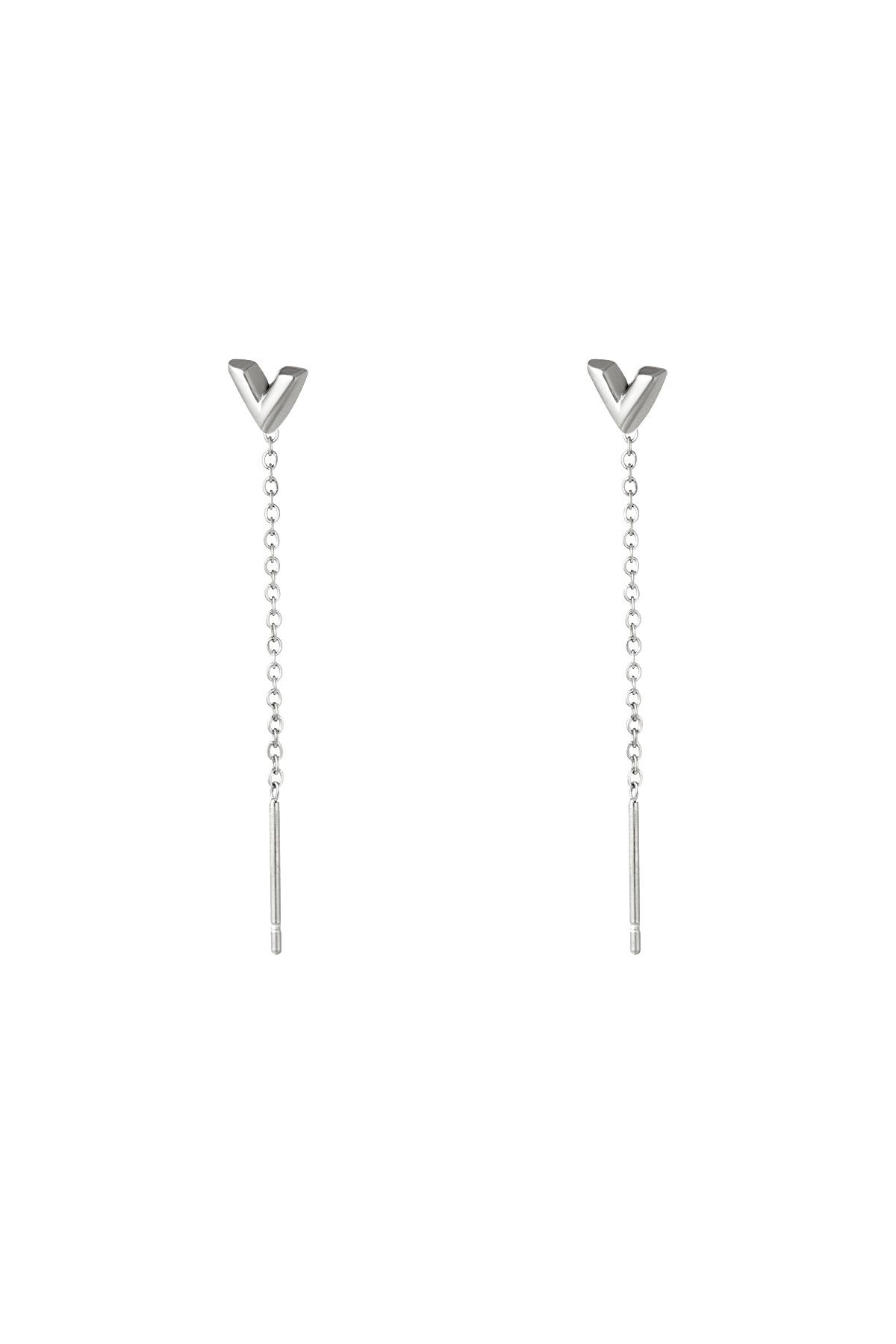 Stainless Steel Chain Earrings Arrow Silver h5 