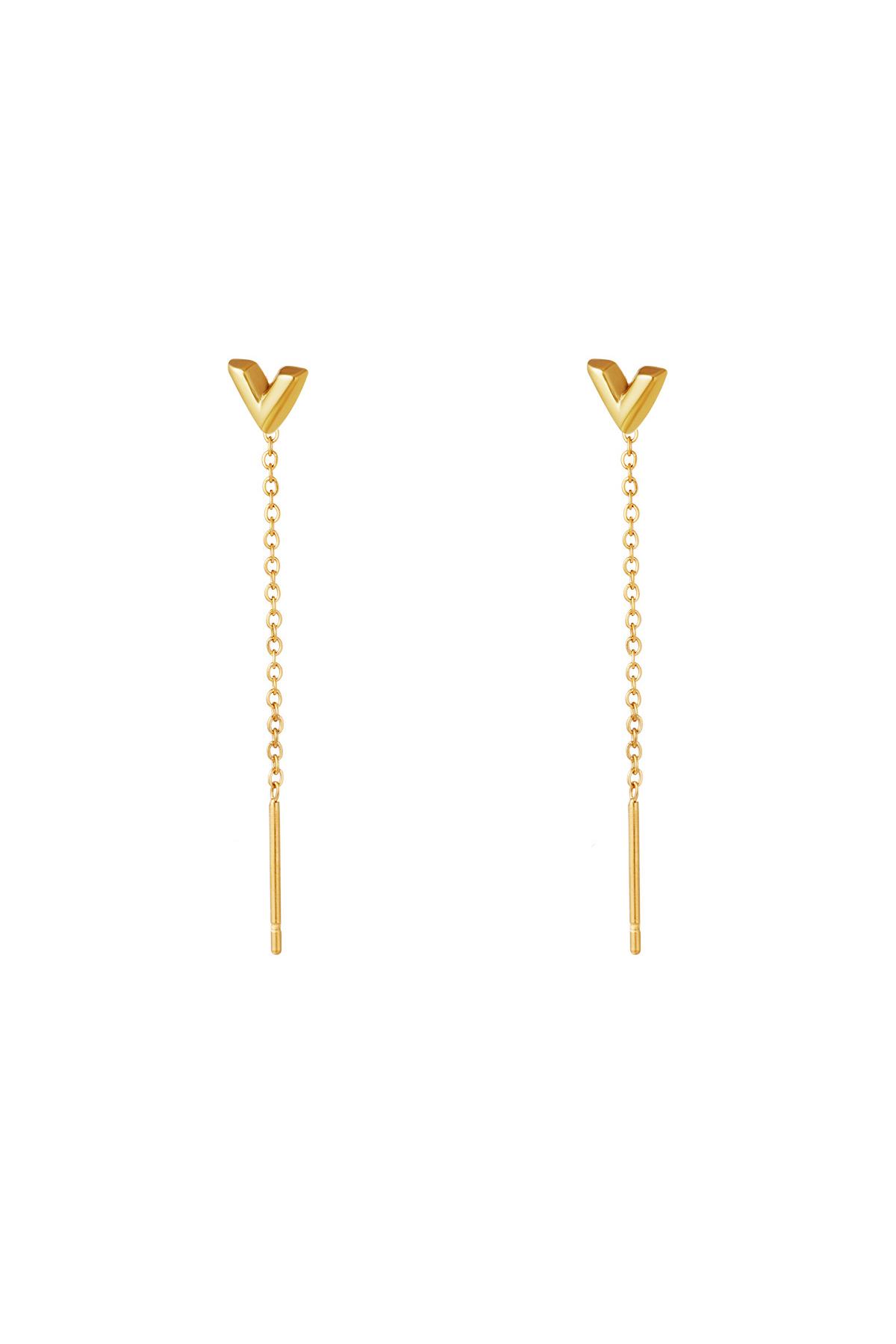 Stainless Steel Chain Earrings Arrow Gold h5 