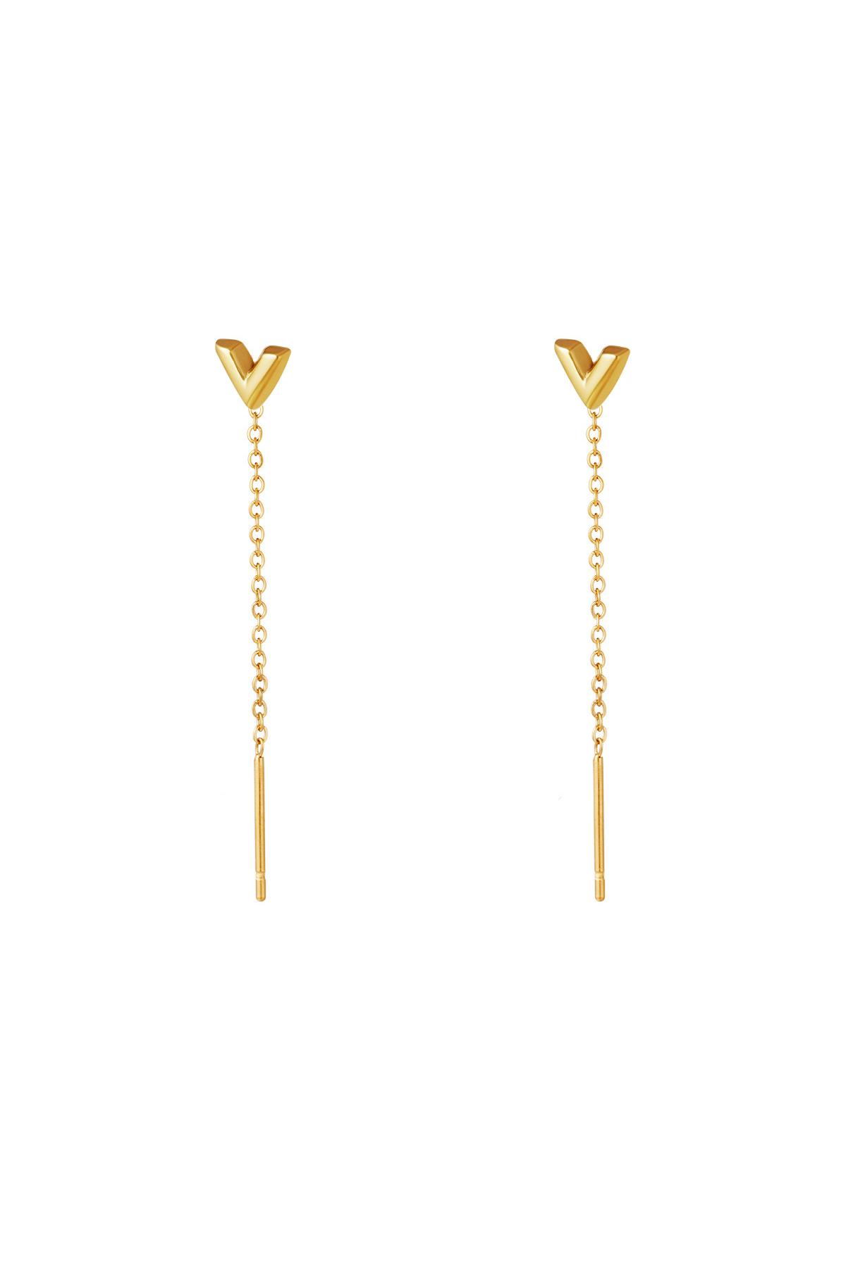 Stainless Steel Chain Earrings Arrow Gold color 2