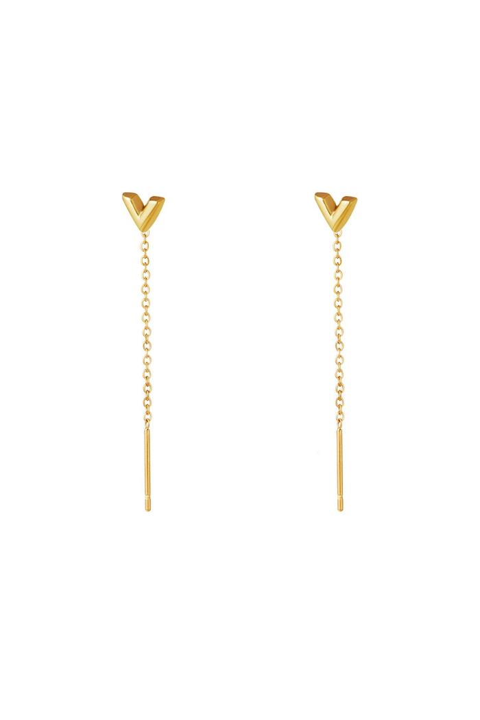 Stainless Steel Chain Earrings Arrow Gold 