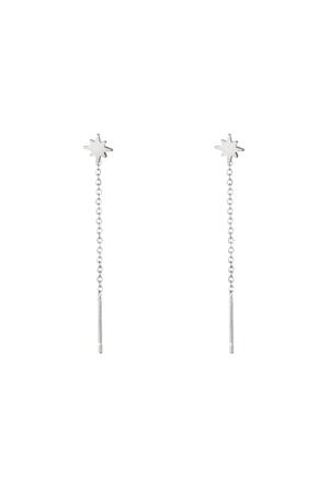 Stainless Steel Chain Earrings Star Silver h5 