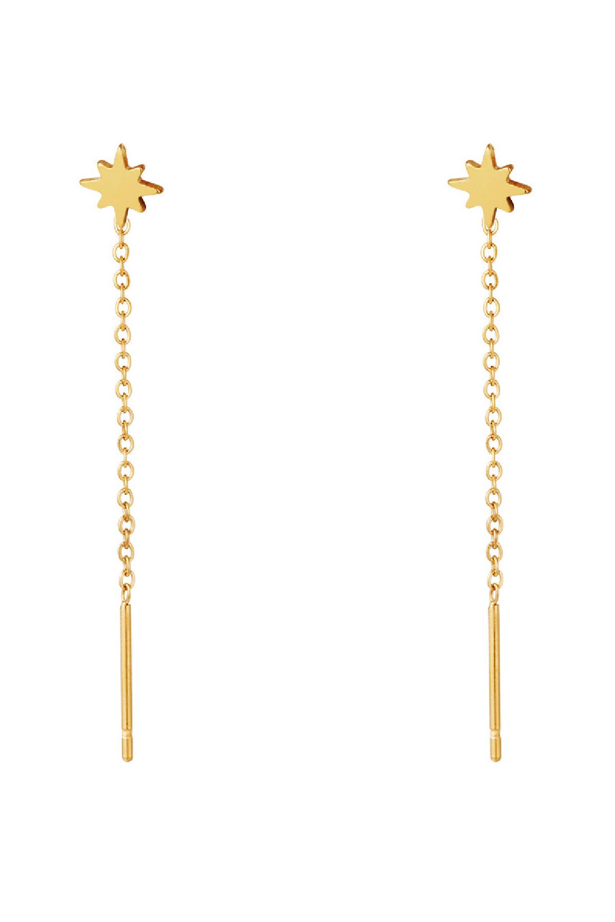Stainless Steel Chain Earrings Star Gold