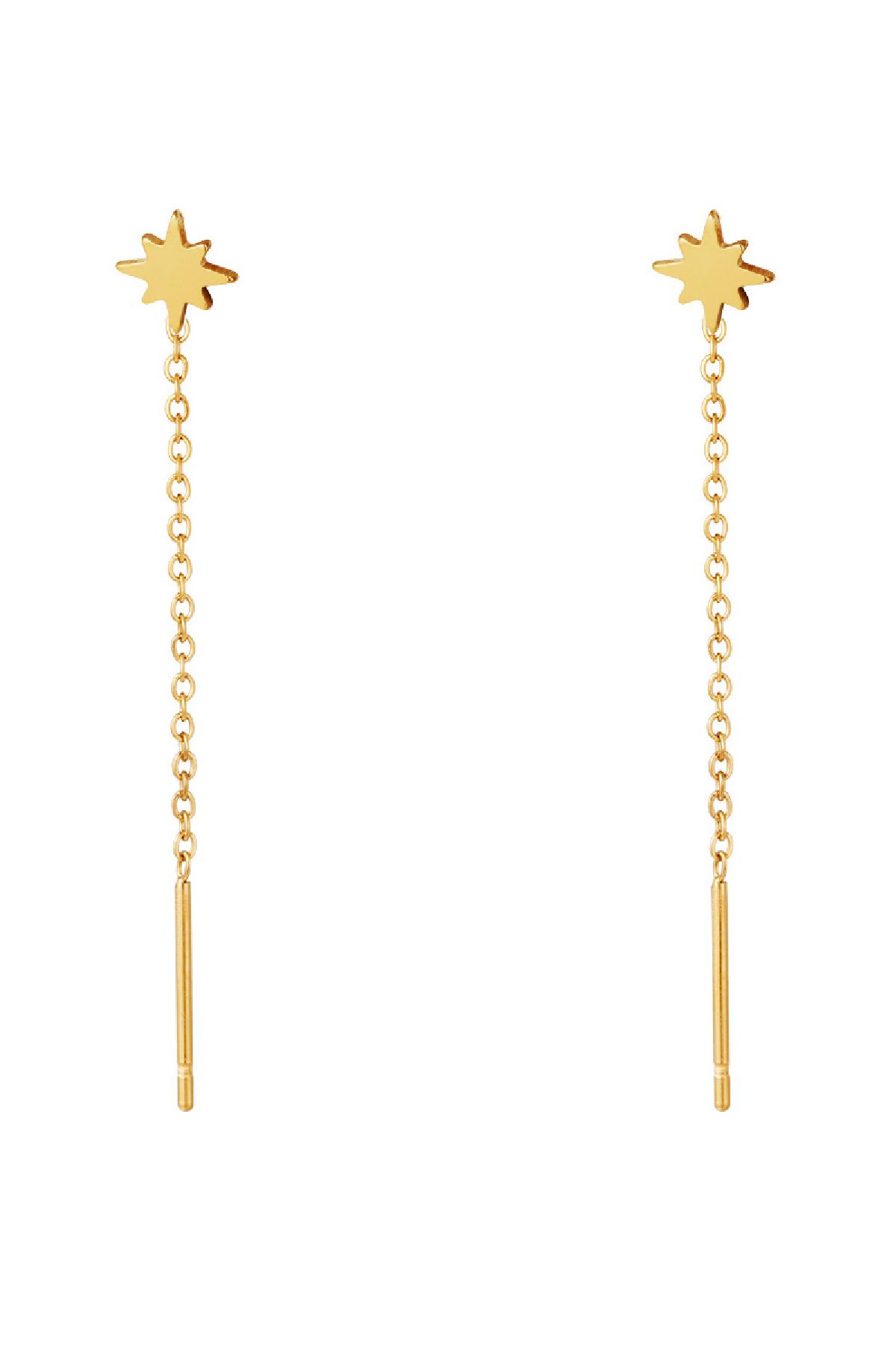 Stainless Steel Chain Earrings Star Gold color