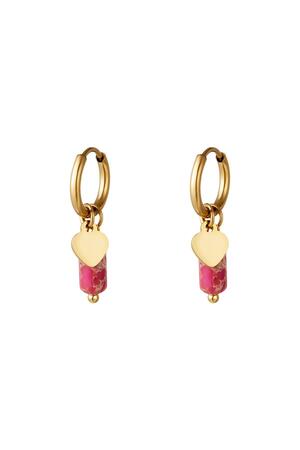 Boucle d'oreille coeur & pierre Rosé Acier inoxydable h5 