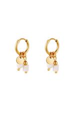 White / Golden stainless steel charm earrings White 