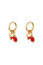 Rouge / Boucles d'oreilles charm en acier inoxydable doré Rouge Image2