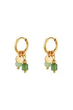 Green / Golden stainless steel charm earrings Green Picture3