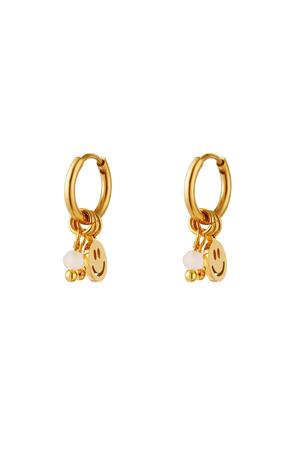 Golden stainless steel earrings smiley & stones Pink h5 