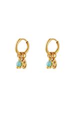 Light Blue / Golden stainless steel earrings smiley & stones Light Blue Picture2