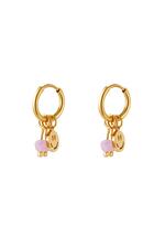 Purple / Golden stainless steel earrings smiley & stones Purple 