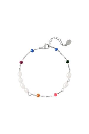 Stainless steel bracelet pearls and beads Silver h5 