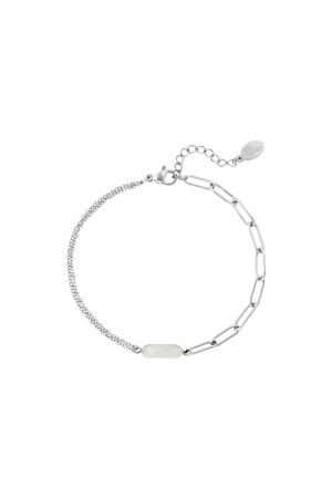 Stainless Steel Bracelet with Double Chain and Charm Silver h5 