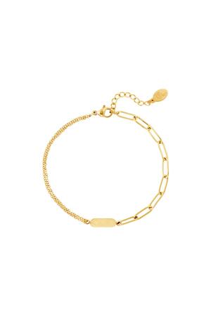 Stainless Steel Bracelet with Double Chain and Charm Gold h5 
