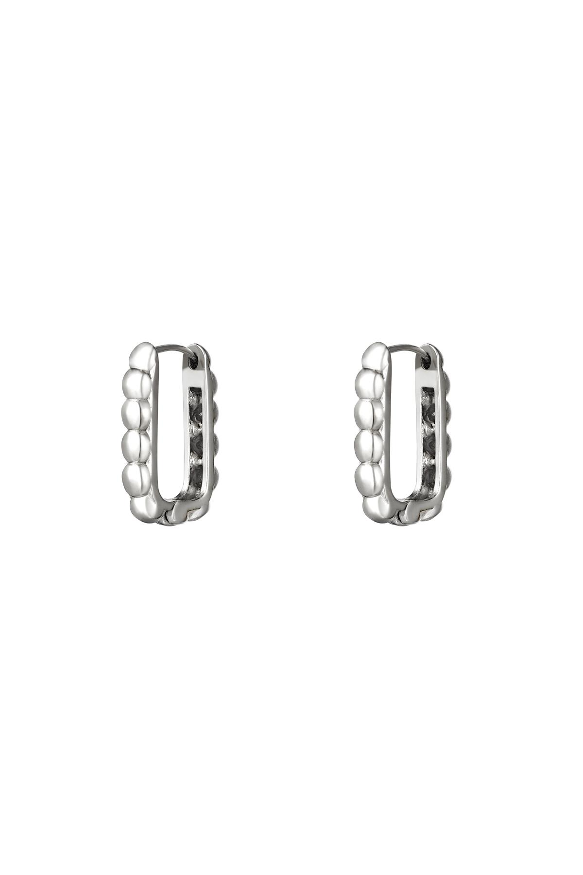 Bubble rectangle earrings small Silver Stainless Steel h5 