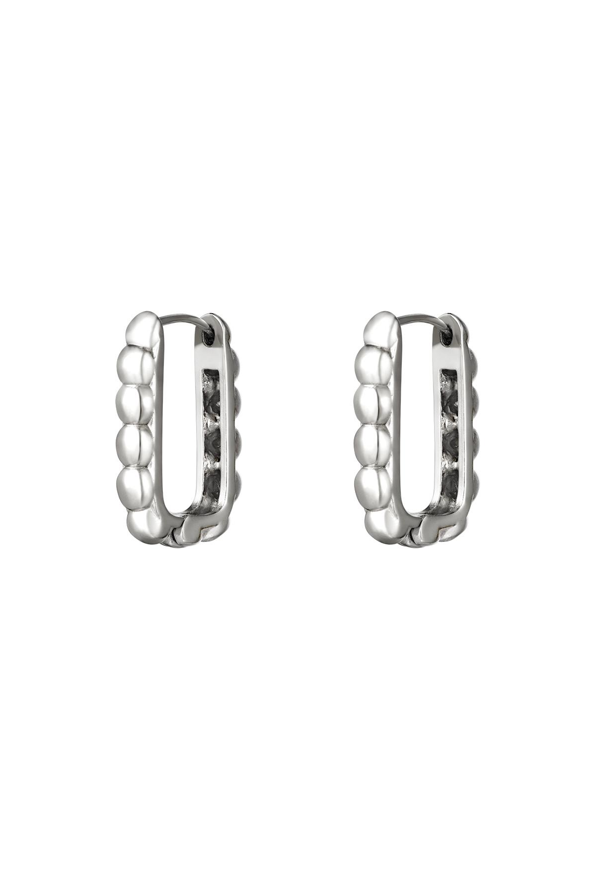 Rectangle earrings with bubbles Silver Color Stainless Steel