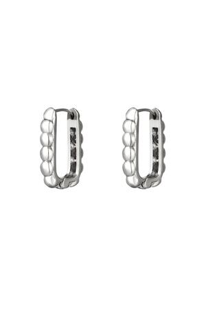 Rectangle earrings with bubbles Silver Stainless Steel h5 