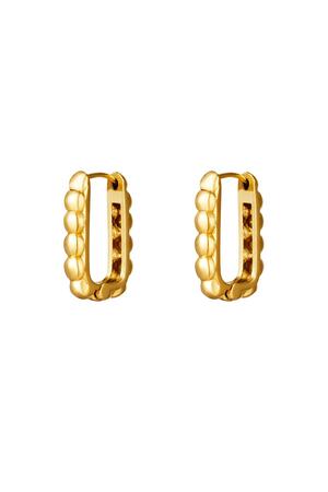 Rectangle earrings with bubbles Gold Stainless Steel h5 