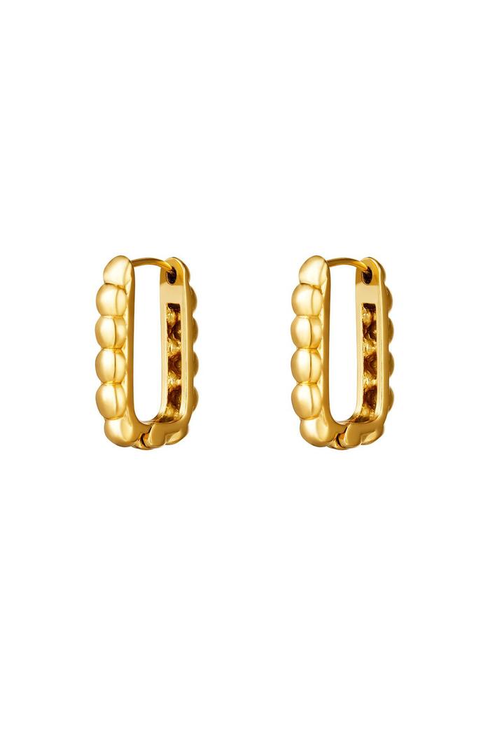 Rectangle earrings with bubbles Gold Stainless Steel 