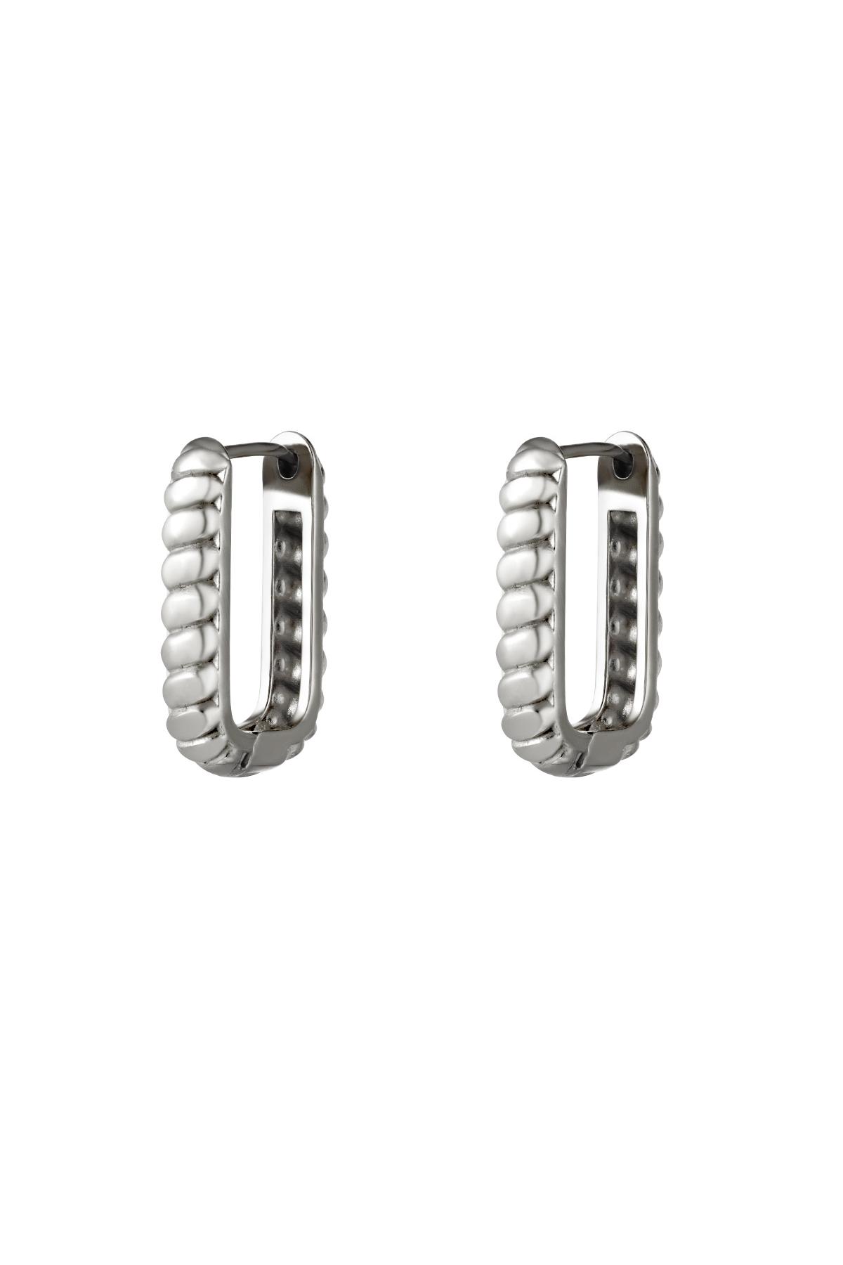 Rectangle earrings with baquette Silver Stainless Steel h5 