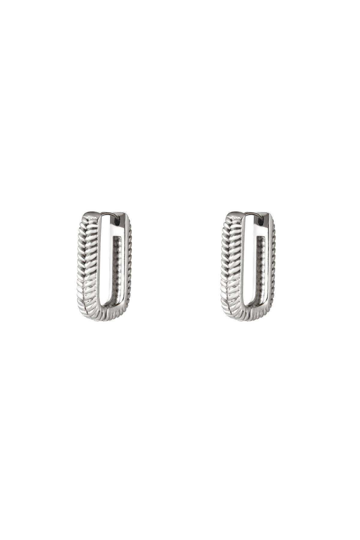 Woven rectangle earrings small Silver Stainless Steel