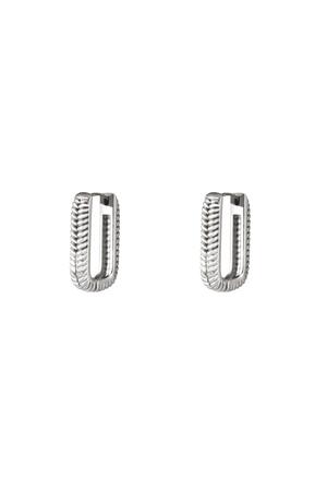 Woven rectangle earrings small Silver Stainless Steel h5 