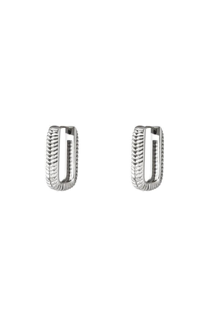 Woven rectangle earrings small Silver Stainless Steel 