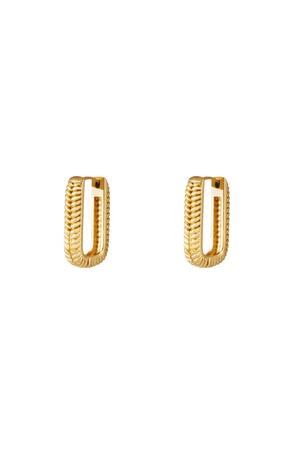 Woven rectangle earrings small Gold Stainless Steel h5 