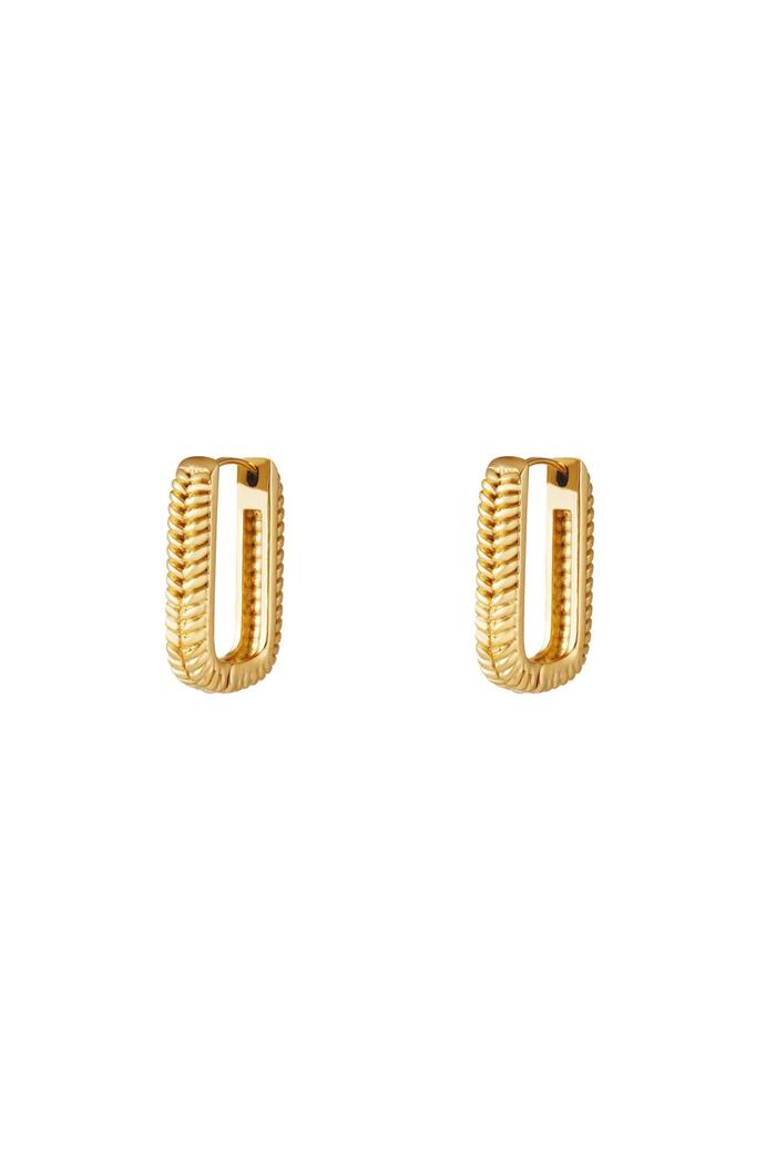 Woven rectangle earrings small Gold Stainless Steel 