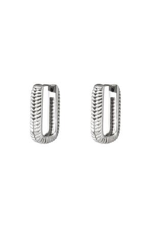 Woven Rectangle Earrings Silver Stainless Steel h5 