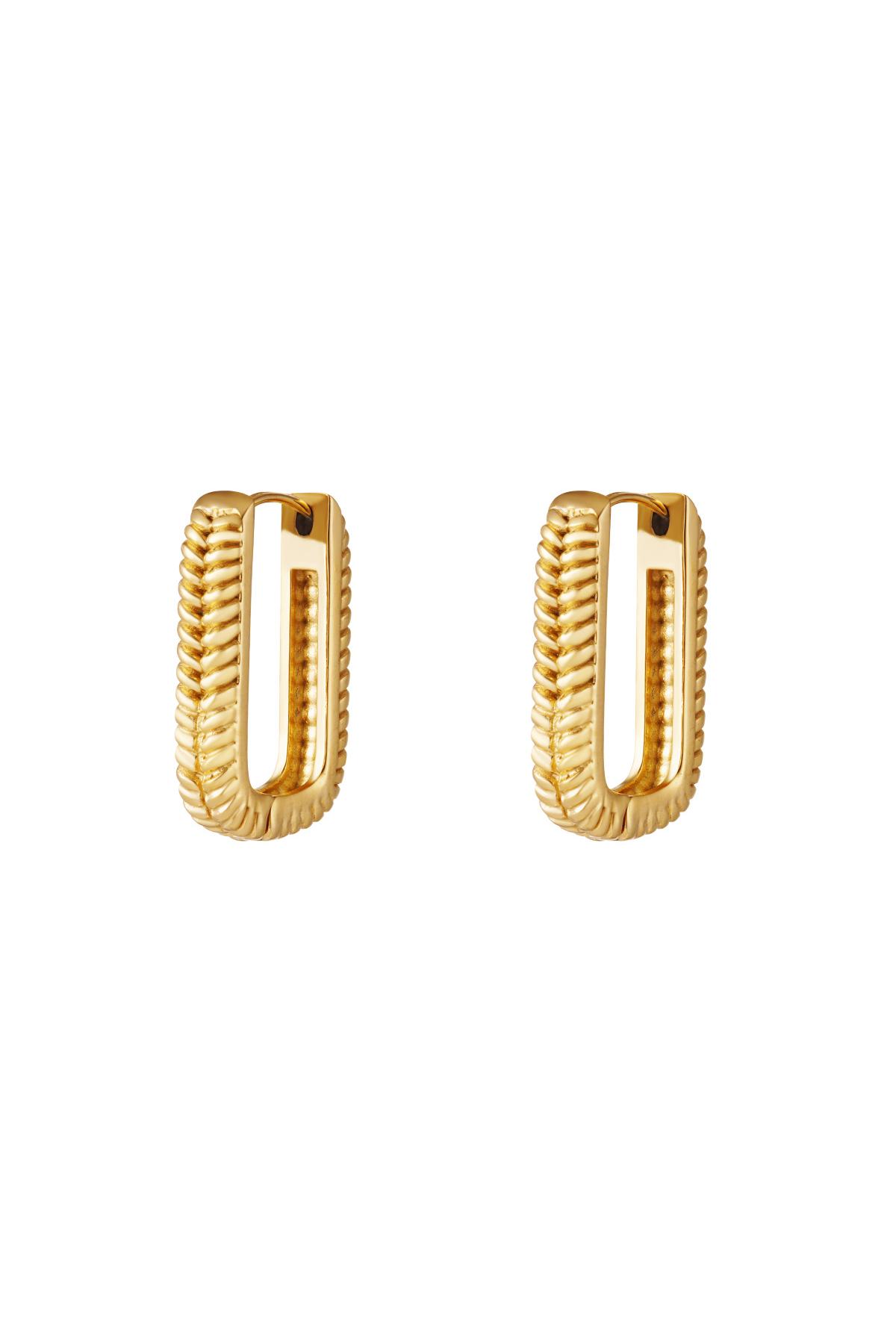 Woven Rectangle Earrings Gold Color Stainless Steel