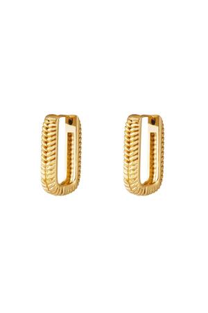 Woven Rectangle Earrings Gold Stainless Steel h5 