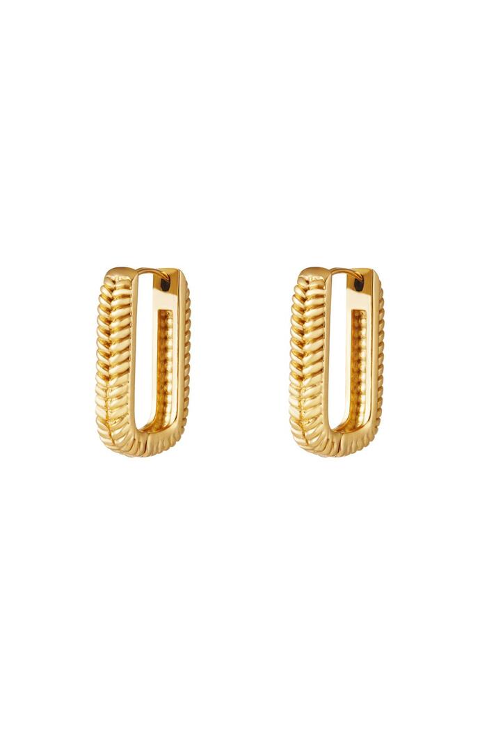 Woven Rectangle Earrings Gold Stainless Steel 