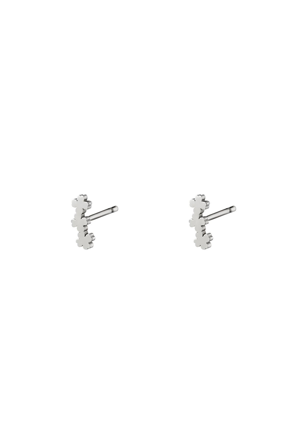 Stainless Steel Earstuds Three Clovers Silver color