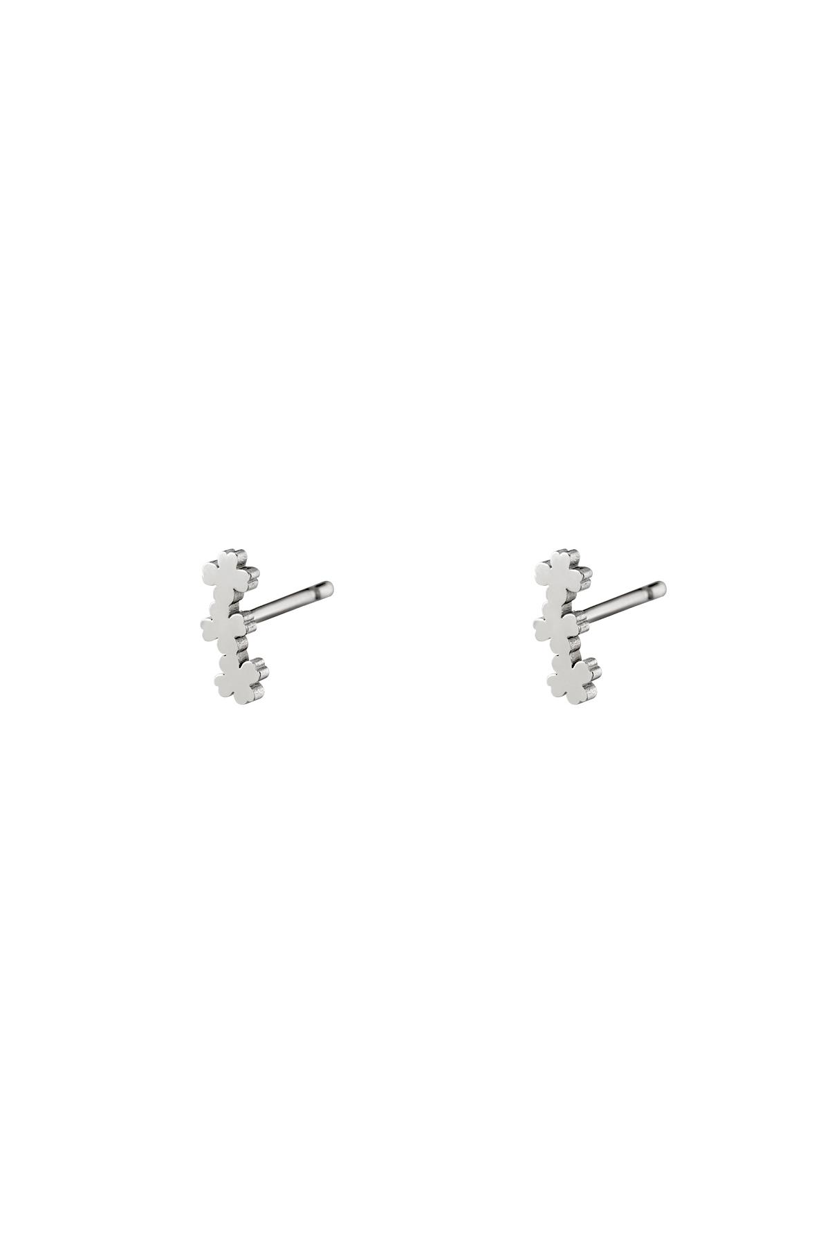 Stainless Steel Earstuds Three Clovers Silver 