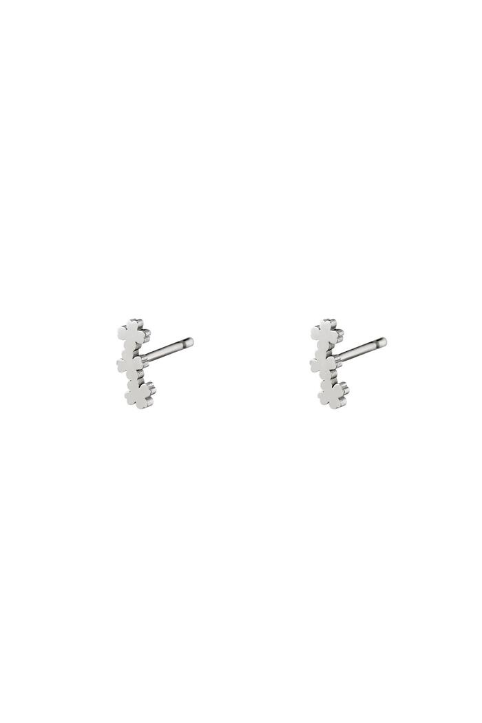 Stainless Steel Earstuds Three Clovers Silver 