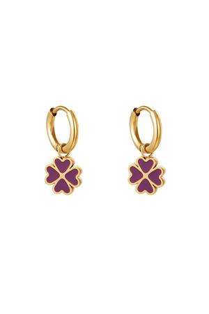 Clover earrings Purple Stainless Steel h5 