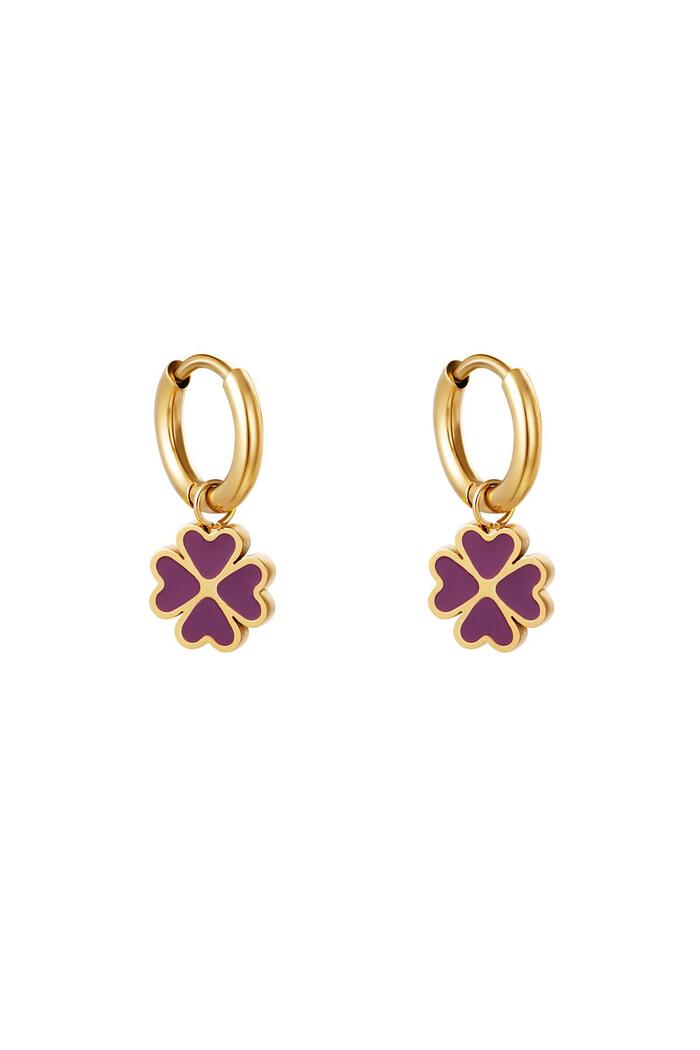 Clover earrings Purple Stainless Steel 