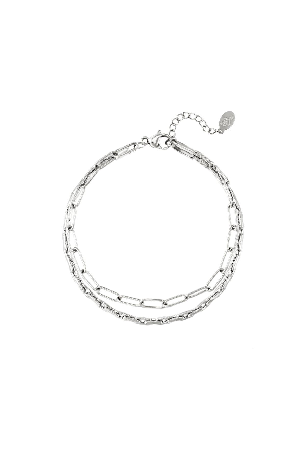 Double stainless steel bracelet Silver color