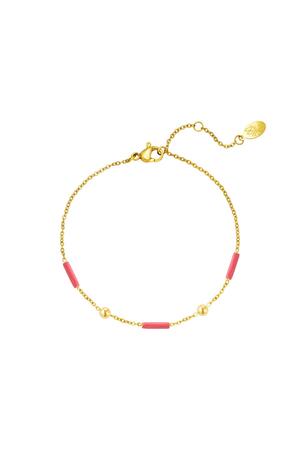 Roestvrij stalen armband met staafjes Roze Stainless Steel h5 