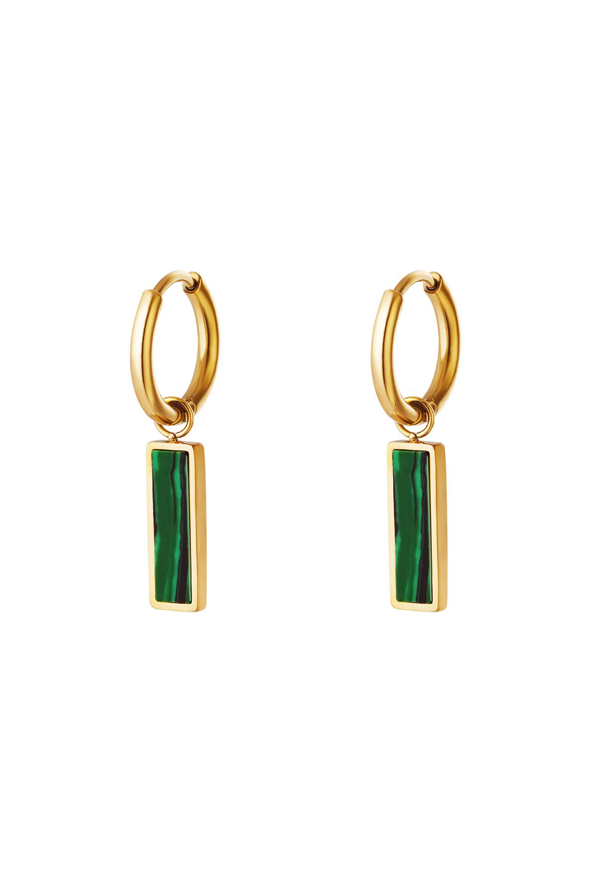 Green bar earrings  Gold Stainless Steel h5 