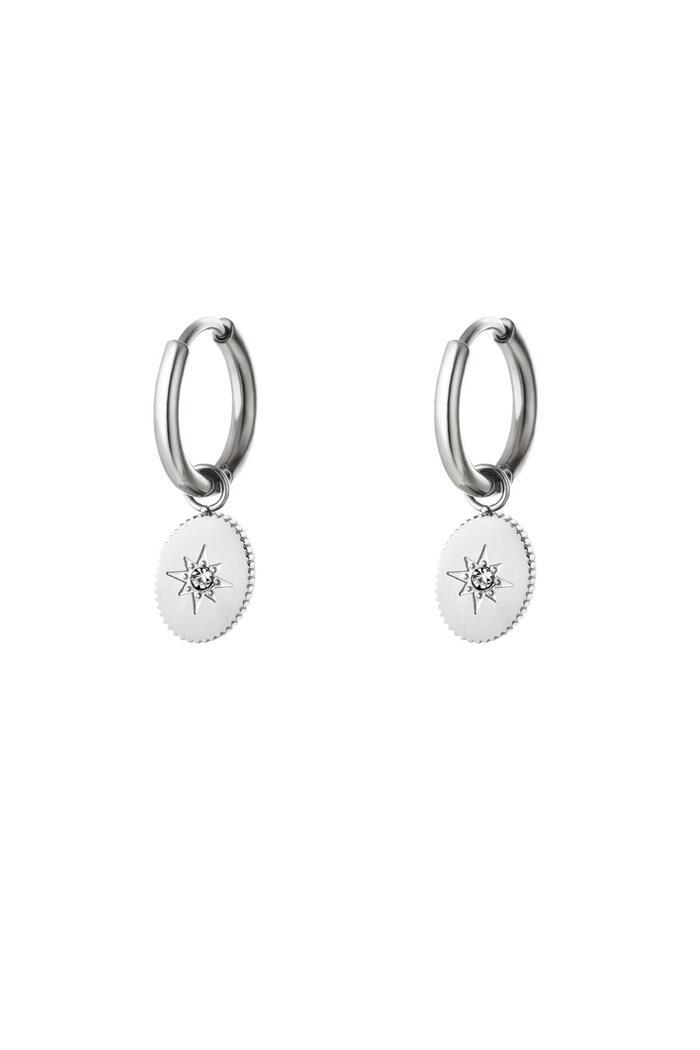 Earrings star with zirkon Silver Stainless Steel 