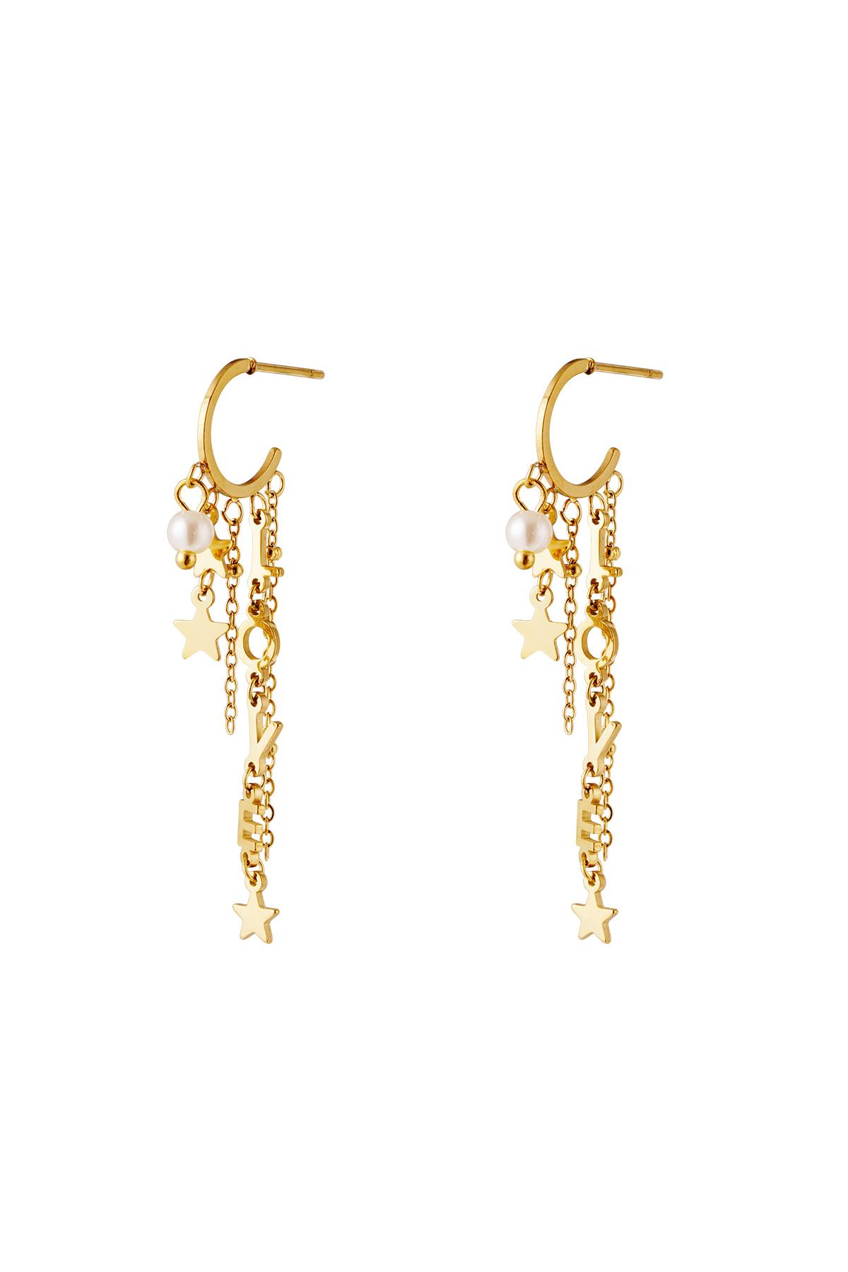 Shooting Stars and Pearl Earrings Gold Color Stainless Steel h5 