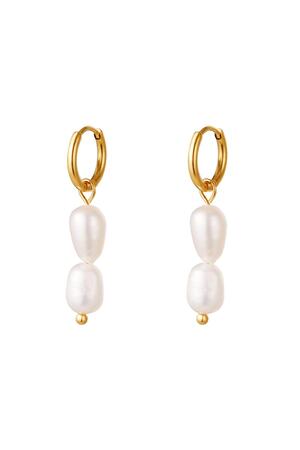 Earrings Double Pearls Gold Stainless Steel h5 