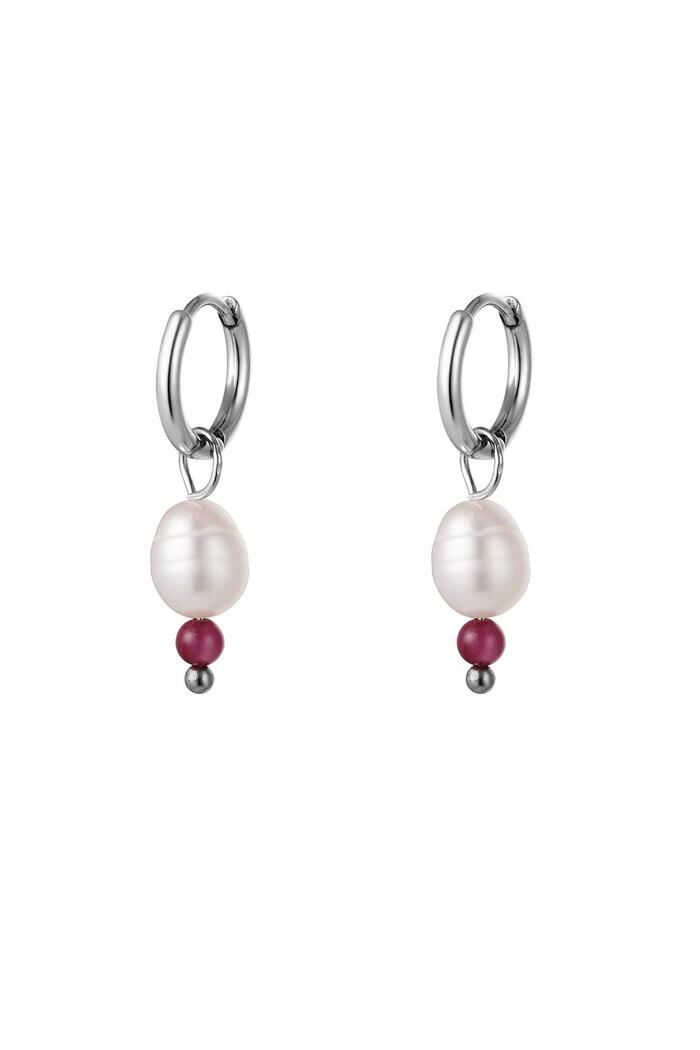 Stainless Steel Earrings With Pearl Silver 