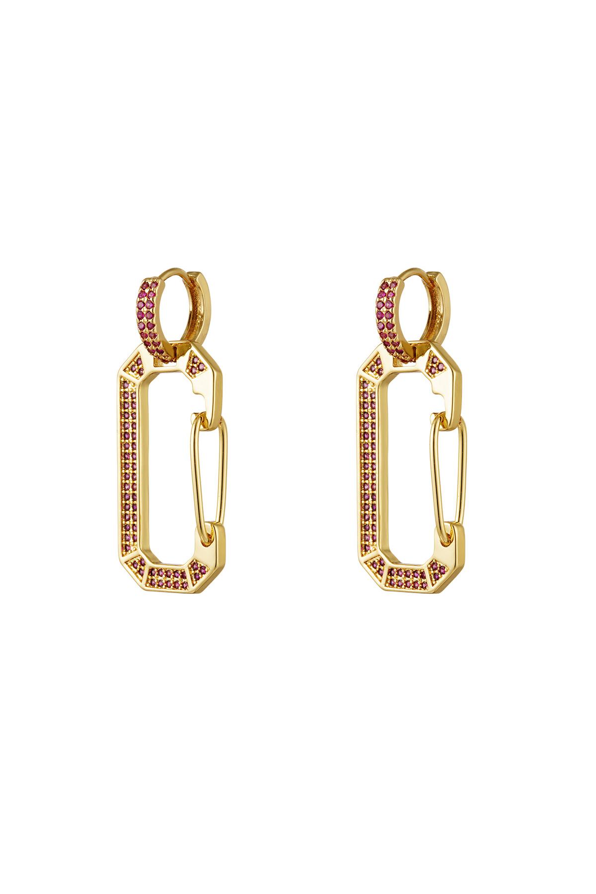 Gold plated earrings zircon Red Copper h5 