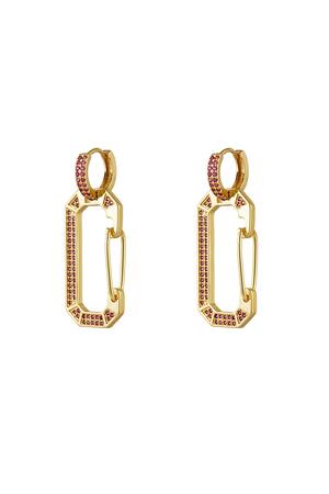 Gold plated earrings zircon Red Copper h5 